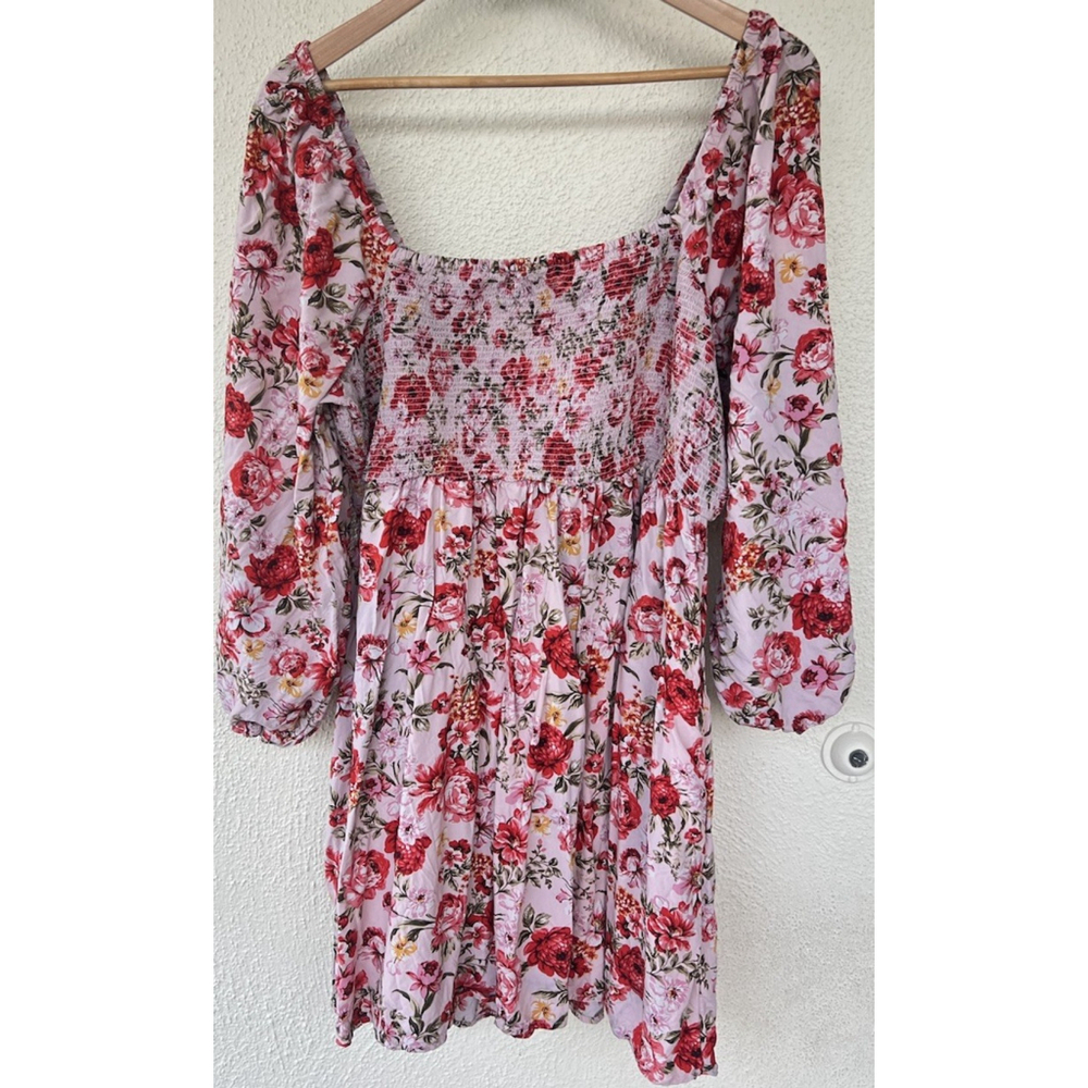 Old Navy Floral Babydoll Mini Dress XXL Smocked Puff Sleeve Smocked Romantic